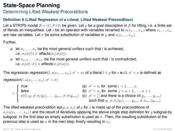 State-Space Planning Determining Lifted Weakest Preconditions