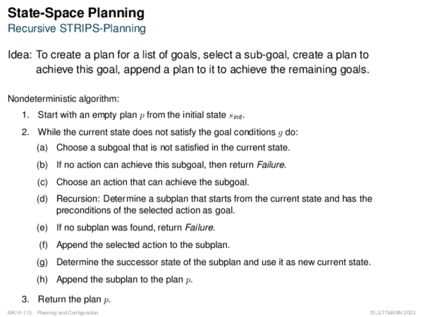 State-Space Planning Recursive STRIPS-Planning