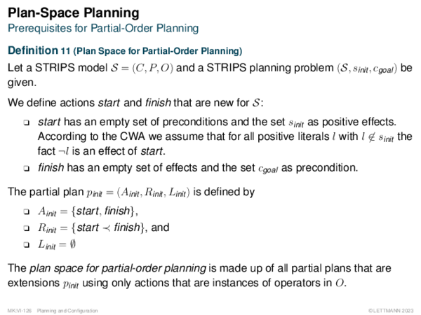 Plan-Space Planning Prerequisites for Partial-Order Planning