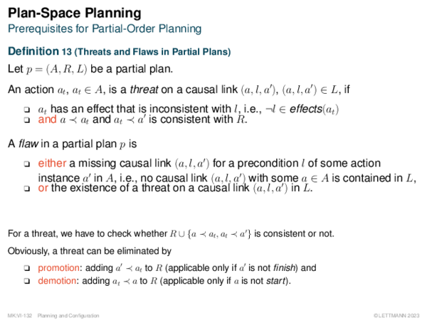 Plan-Space Planning Prerequisites for Partial-Order Planning