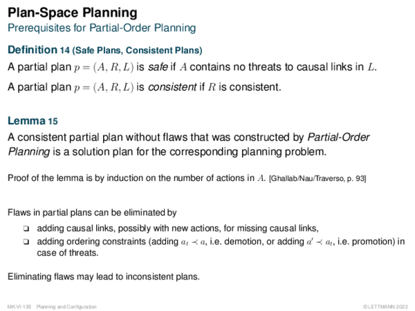 Plan-Space Planning Prerequisites for Partial-Order Planning