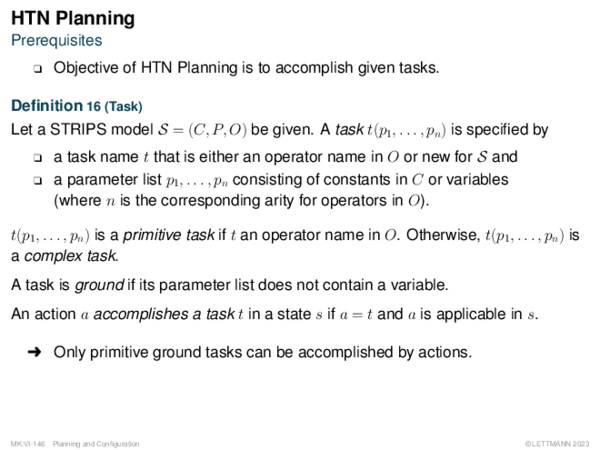 HTN Planning Prerequisites