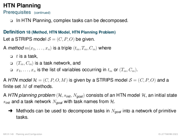 HTN Planning Prerequisites