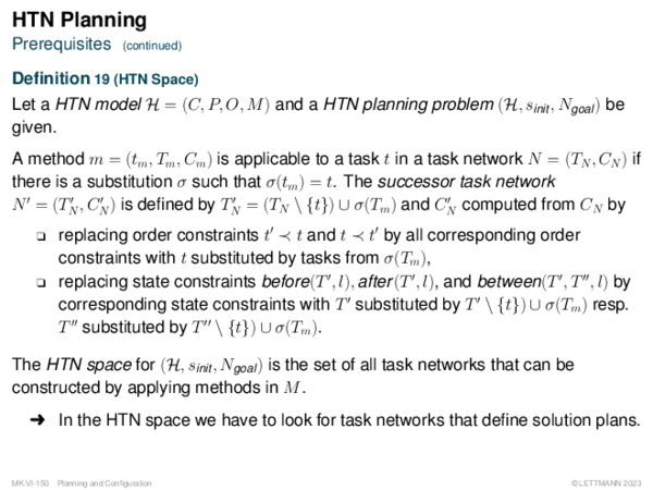 HTN Planning Prerequisites