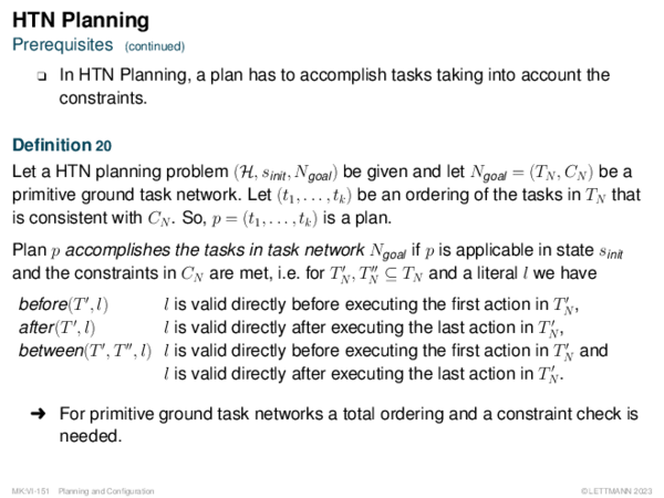 HTN Planning Prerequisites