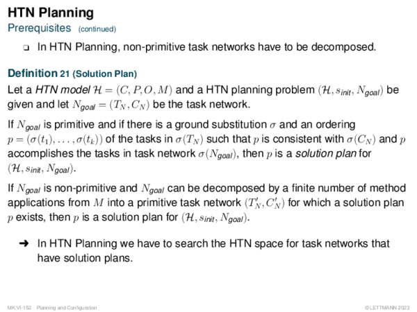 HTN Planning Prerequisites