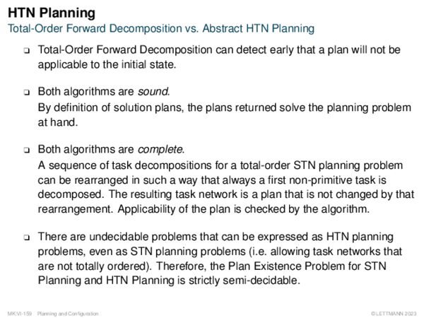 HTN Planning Total-Order Forward Decomposition vs. Abstract HTN Planning