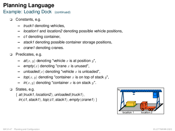 Planning Language Example: Loading Dock