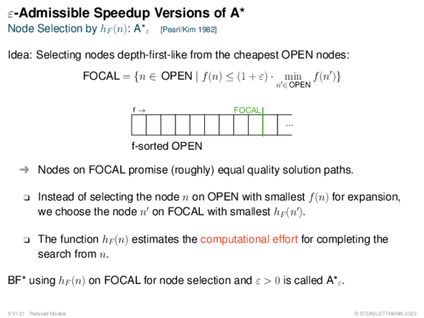 ε-Admissible Speedup Versions of A* Node Selection by hF (n): A*ε