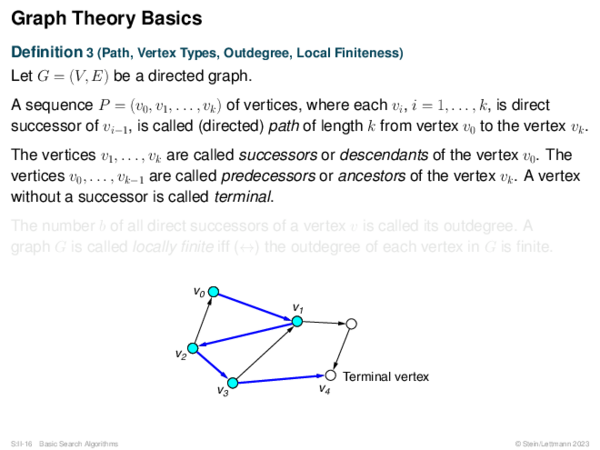 Graph Theory Basics Definition 3 (Path, Vertex Types, Outdegree, Local Finiteness)