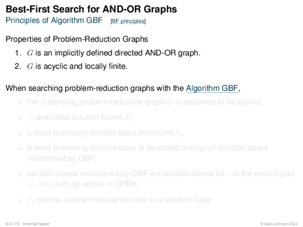 Best-First Search for AND-OR Graphs Principles of Algorithm GBF