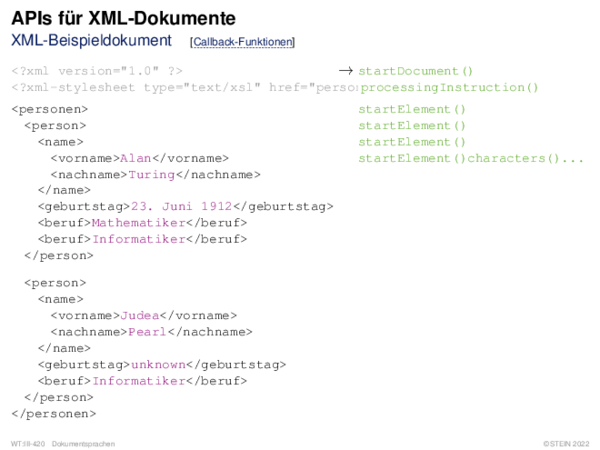 APIs für XML-Dokumente XML-Beispieldokument