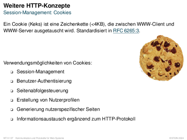 Weitere HTTP-Konzepte Session-Management: Cookies