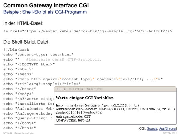Common Gateway Interface CGI Beispiel: Shell-Skript als CGI-Programm